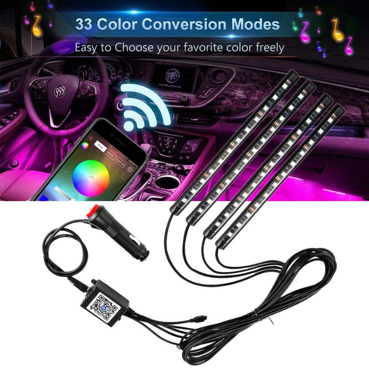 Car Interior Ambient Lighting Strip with Remote Control